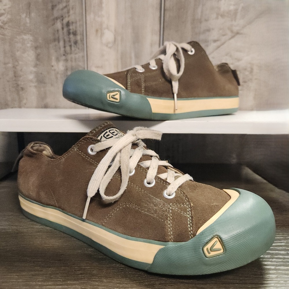 Keen Coronado Walking Shoes Brown Teal Toe Vulcanized Sneakers Men's Size 9.5